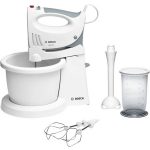 Миксер с купа Bosch MFQ3561W, 450 W, Въртяща се купа, 5 скорости